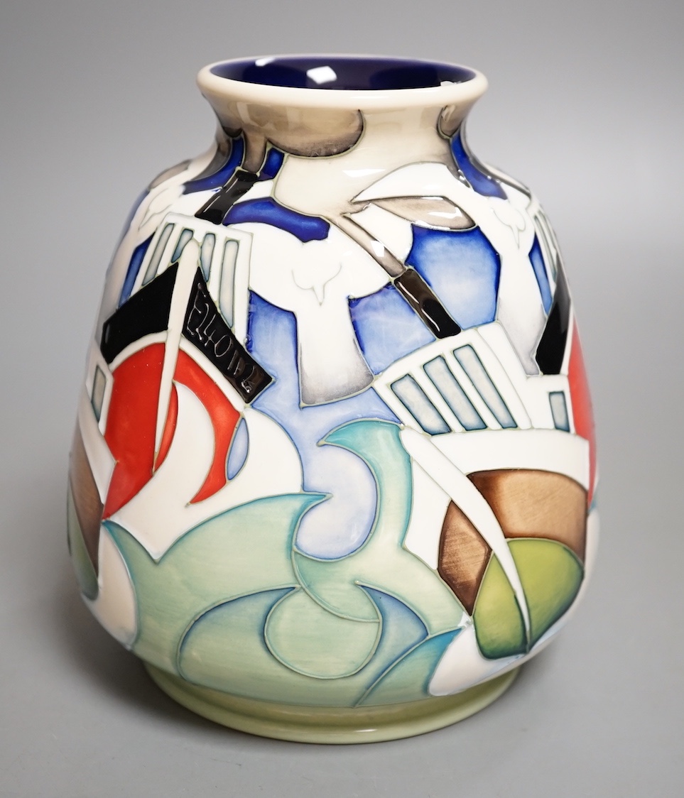 A Moorcroft 'homeward bound' vase by Emman Bossons, limited edition 61/100, 2012, 14.5 cms high.